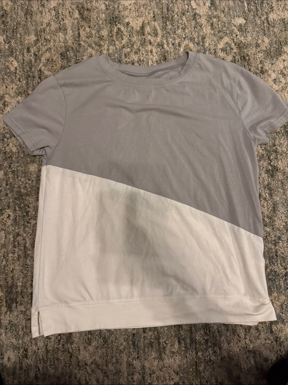 Women’s Colorblock Short Sleeve Tee - Light Gray & White